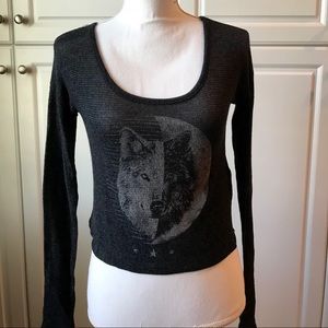 Hollister crop wolf shirt